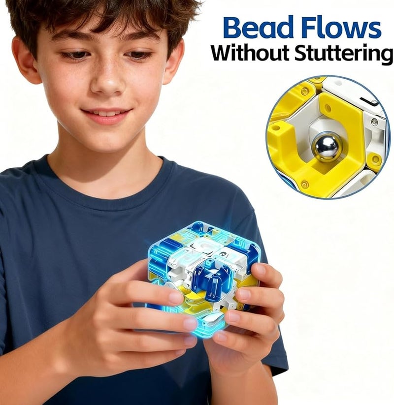 Blue 3D Rolling Ball Maze Cube Puzzle Brain Teaser Toy For Stress Relief - Image 5